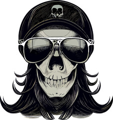 Biker skull with sun glasses
