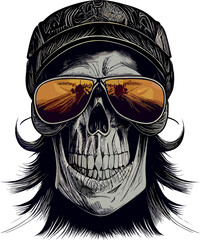 Biker skull with sun glasses