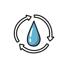 water cycle symbol doodle icon, vector color line illustration