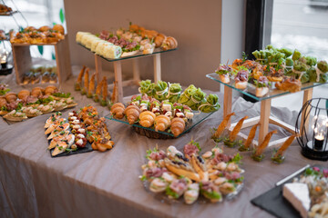 delicious holiday snacks on the table, the food is gourmet