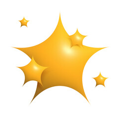 3D yellow stars sparkle firework, Decoration twinkle, shiny flash. Glowing light effect stars and bursts