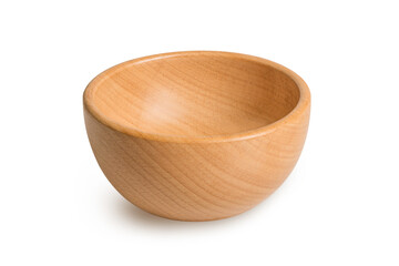 Wooden bowl isolated on white