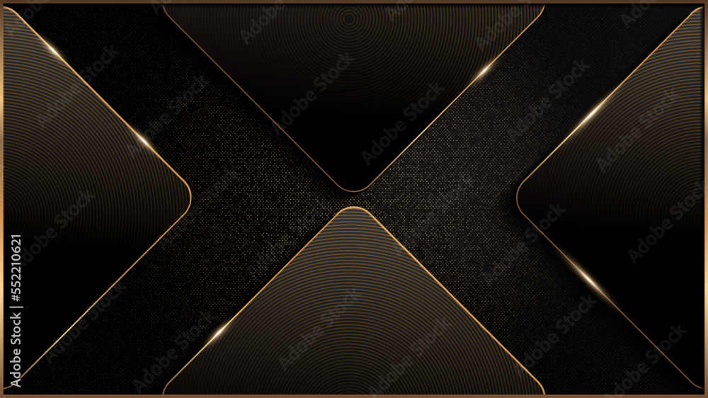 Poster template banner curve line and square on black luxury background, overlap layer shadow gradients spa