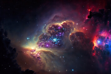 Fototapeta na wymiar colorful star field and nebula in the night sky. Generative AI