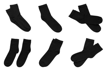 Set with black socks on white background