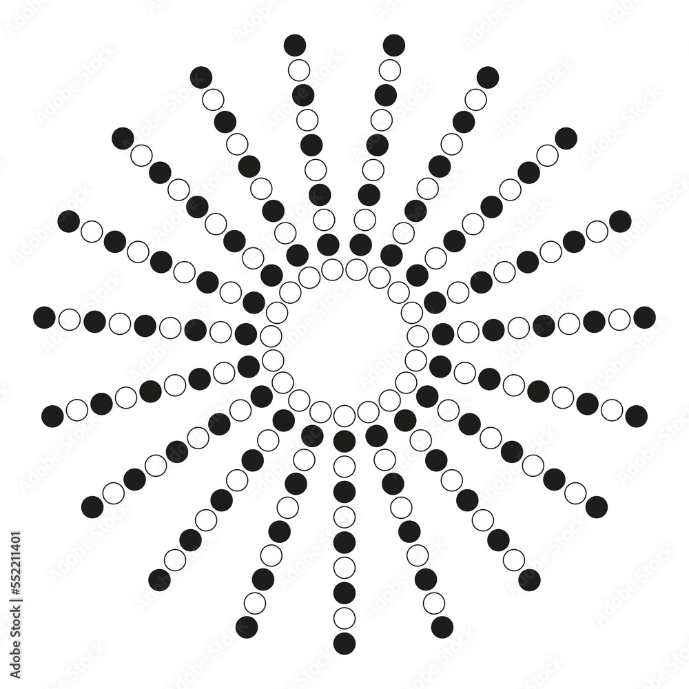 Poster rays dots on halftone. space background. vector illustration. stock image.