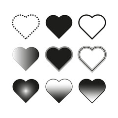 Heart icons set. Health care. Romantic background. Vector illustration. Stock image. 
