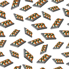 cartoon sushi-eel, japanese food seamless pattern on colorful background