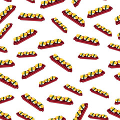 cartoon egg, japanese food seamless pattern on colorful background