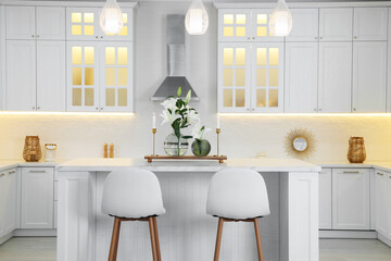 Luxury kitchen interior with new stylish furniture