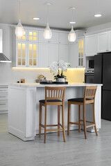 Luxury kitchen interior with new stylish furniture