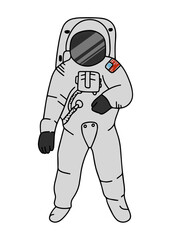 a hand drawn astronaut in an astronaut suit. isolated vector graphic