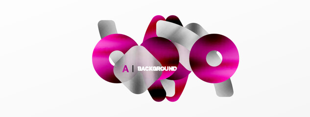 Metallic shiny geometric surfaces, round shapes and circles. Digital web futuristic template for wallpaper, banner, background, card, book Illustration, landing page