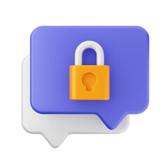 chat padlock bubble mail message 3d render icon