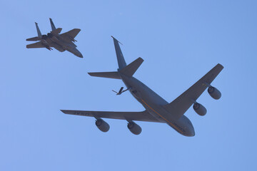 KC-135 Stratotanker tanker aircraft about to refuel an F-15 © ranchorunner