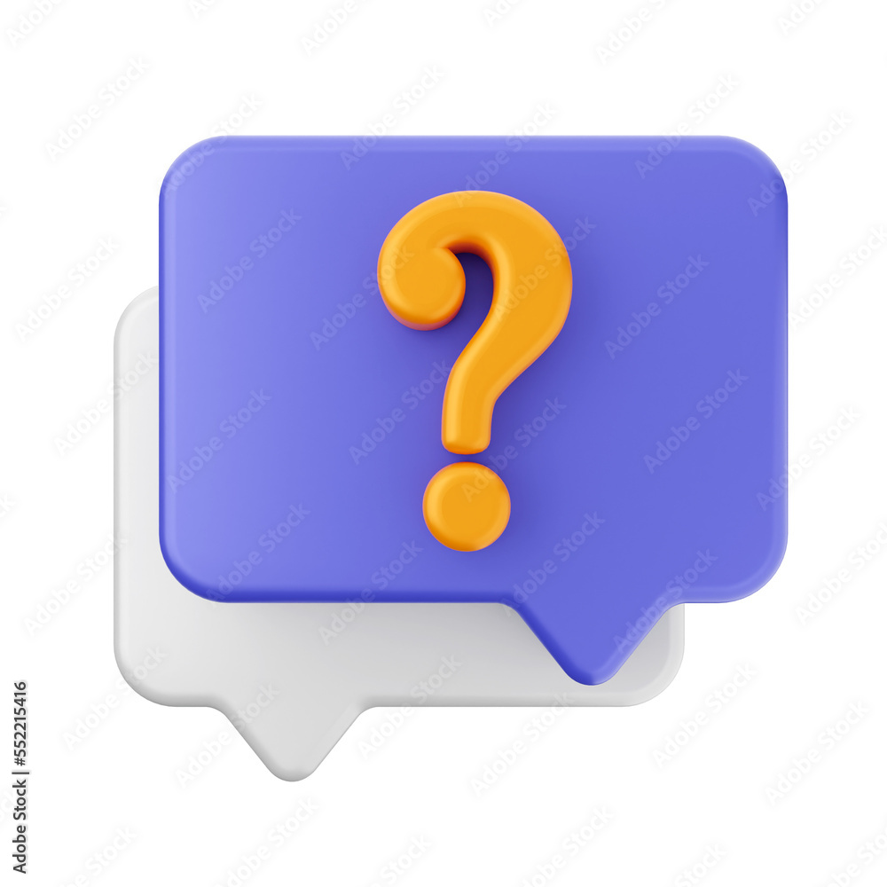 Poster chat faq customers support center bubble mail message 3d render icon