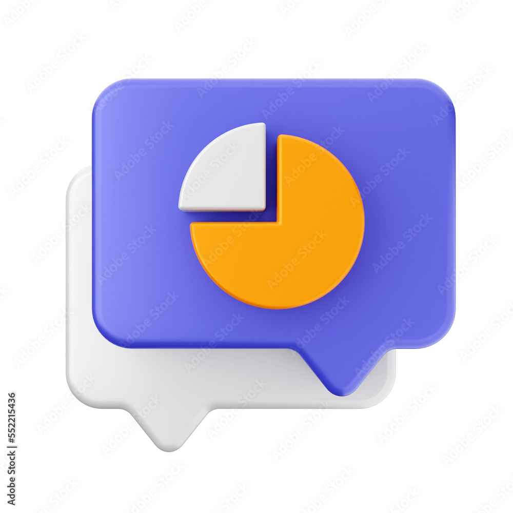 Poster chat statistic chart bubble mail message 3d render icon