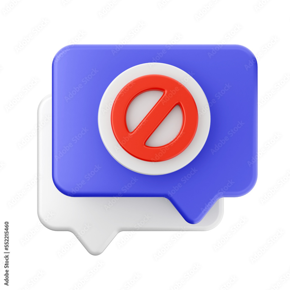 Poster chat block bubble mail message 3d render icon