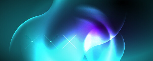 Neon glowing waves, magic energy space light concept, abstract background wallpaper design