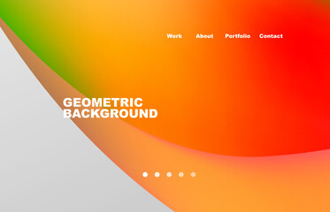 Landing page abstract liquid background. Flowing shapes, round design and circle. Web page for website or mobile app wallpaper