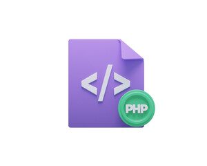 3d coding file icon with purple color for web development, programing project