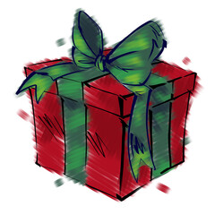 Christmas Illustration 5 - Present Red and Green Color Detail 1 Asset 