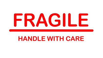 Fragile sign. On the white