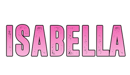 Pink name text Isabella on white