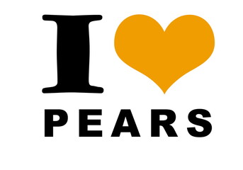 I love pears text on the white