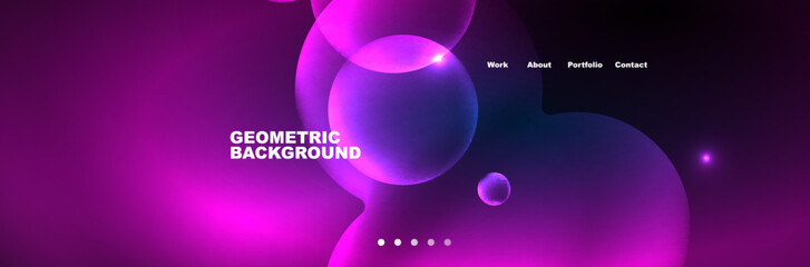 Shiny neon circles and bubbles, dark abstract background with blurred magic neon light, wallpaper design