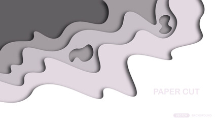 Paper cut background with wavy layers in magenta. Abstract design for brochure, flyer, magazine, business card, branding, banner, header, book cover, notebook vector background