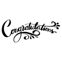 Congratulations word hand lettering calligraphy.