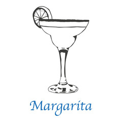 Margarita cocktail hand drawn. isolated vector graphic