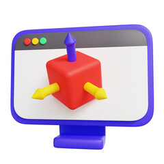 Fototapeta premium Desktop PC with 3d Box 3d Illustration