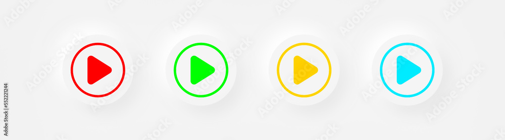 Poster play buttons 3d rendering. play buttons useful for web apps and web games.