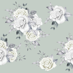 Fototapeta premium Seamless Patern Floral Roses Watercolor