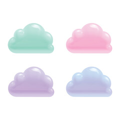 Pastel Cartoon Clouds in 3d Realistic Style