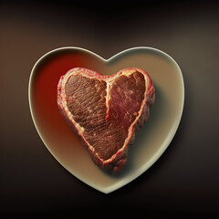 Obraz na płótnie Canvas Heart Shaped Steak | Midjourney Generated Ai 