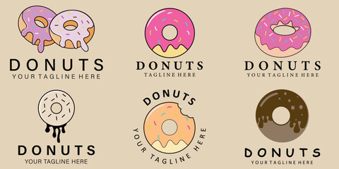 Set bundle Minimal vintage donuts icon creative design