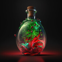 Green and Red Liquid and Bubbles in Jar | Midjourney Generated Ai 