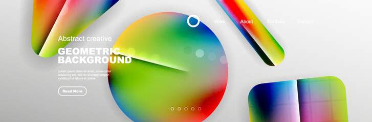 Overlapping geometric shapes background. 3D shadow effects and fluid gradients. Modern abstract forms