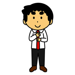 ネクタイ　結ぶ　男性　イラスト