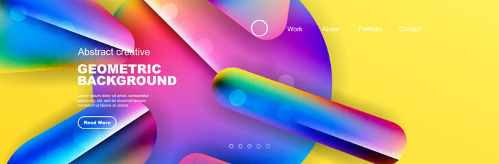 Overlapping geometric shapes background. 3D shadow effects and fluid gradients. Modern abstract forms