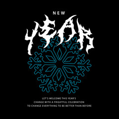 Happy new year snowflake streetwear vector design