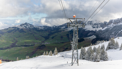 Snow in the mountains in Alpstein, Switzerland on 2022