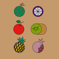 Illustration vector graphic of fruits with round shapes