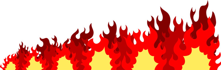 大炎上 広範囲の火災 燃えさかる火炎のイラスト