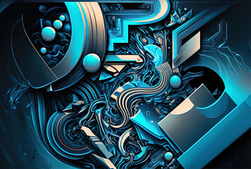 Abstract blue digital design in the future. Generative AI