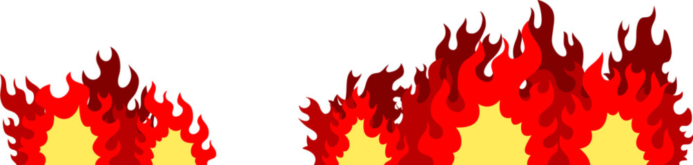 大炎上 広範囲の火災 燃えさかる火炎のイラスト