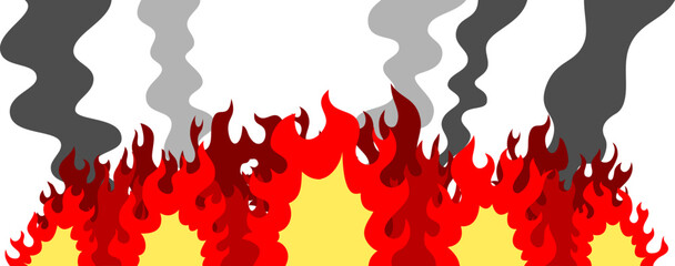 大炎上と黒煙 大火事のイラスト